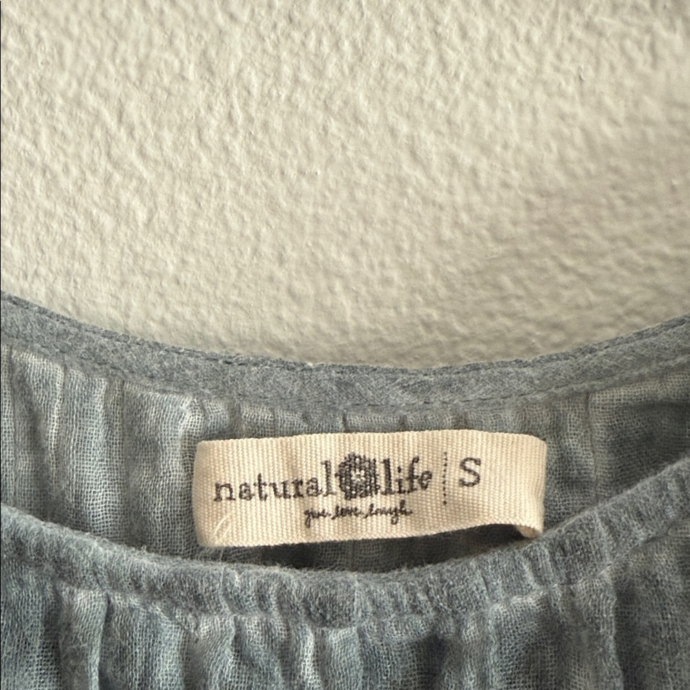 Natural Life Blue Crinkle Cotton Tiered Boho Dress Size S - Picture 7 of 10